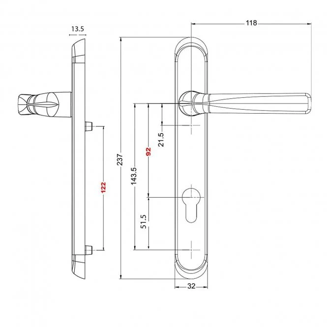 Avocet D83 uPVC Door Handle – Lever Lever Chrome – 92mm PZ - Image 2