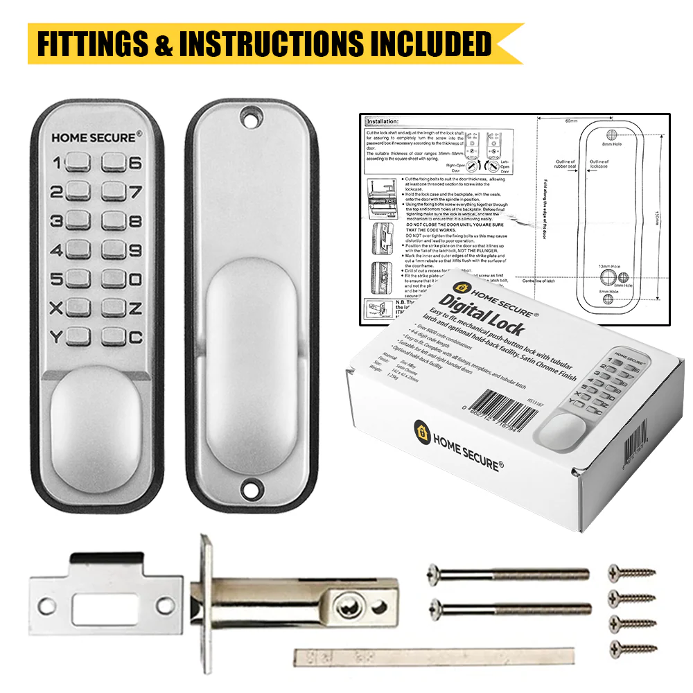 Keypad Door Lock | Home Secure™ Digital Push Button Lock – Mechanical Keyless Entry – No Battery Required - Image 3
