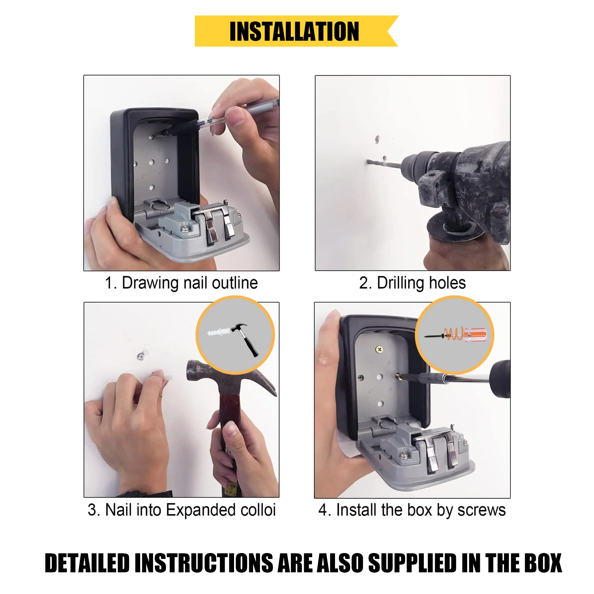 Outdoor Key Safe | Home Secure™ Weatherproof Wall-Mounted Combination Key Lock Box - Image 6