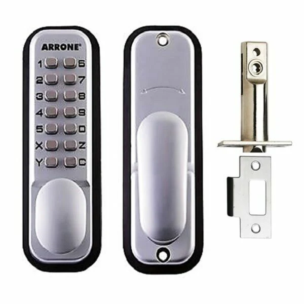 Hoppe 87128205 Arrone AR/D-195MC Digital Push Button Door Key Pad Lock – Mechanical Keyless Entry – No Battery Required