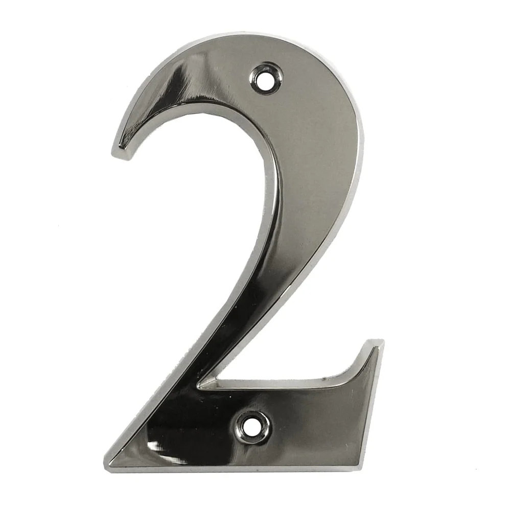 House Door Numerals Numbers - Chrome Number 2 – Self Adhesive