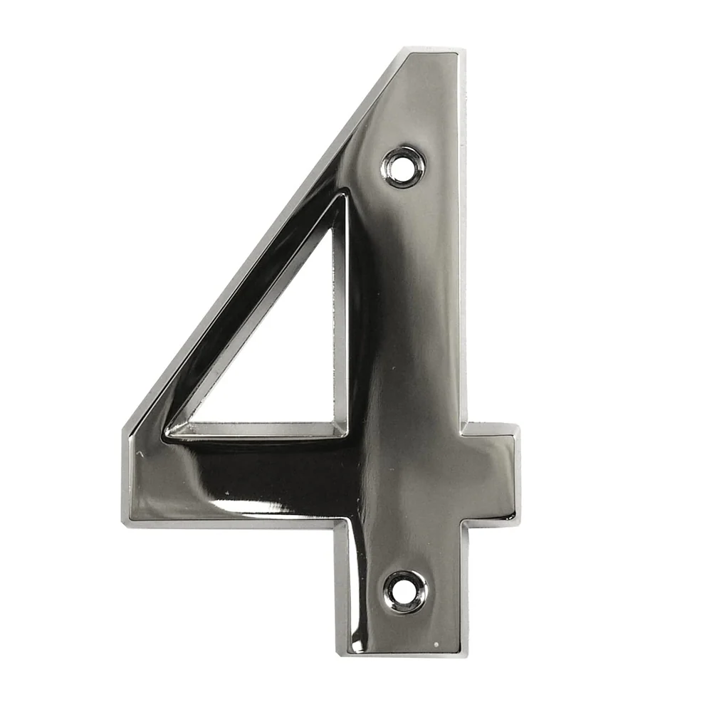 House Door Numerals Numbers - Chrome Number 4 – Self Adhesive