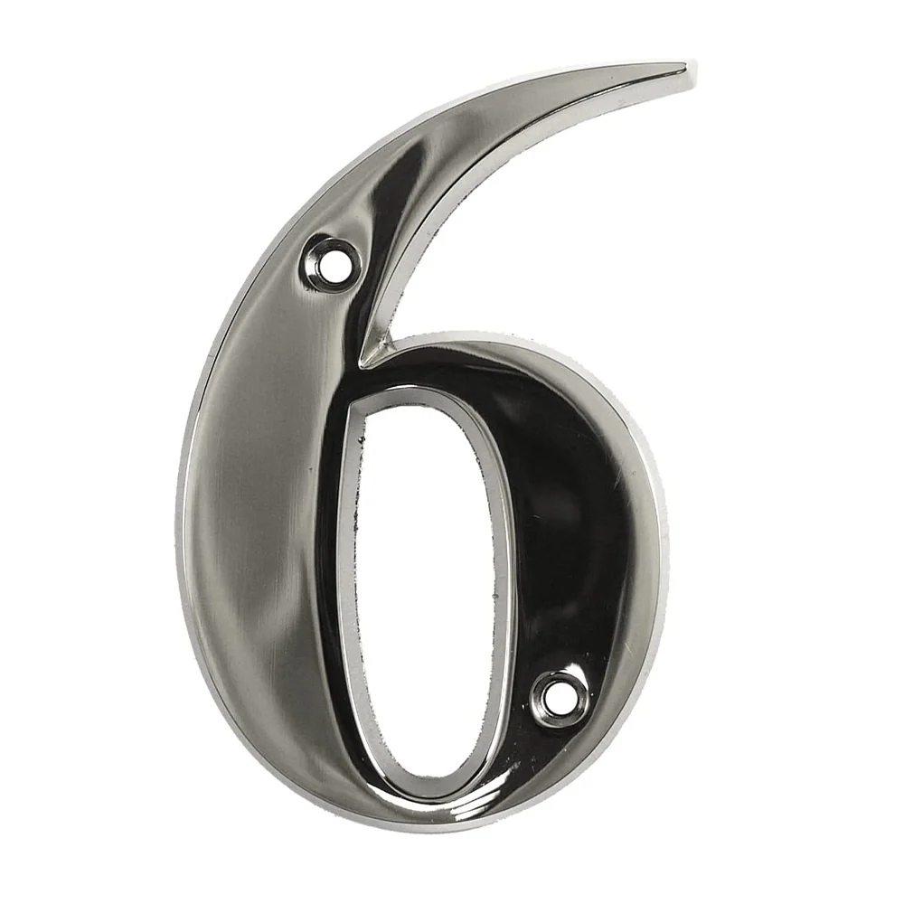 House Door Numerals Numbers - Chrome Number 6 – Self Adhesive