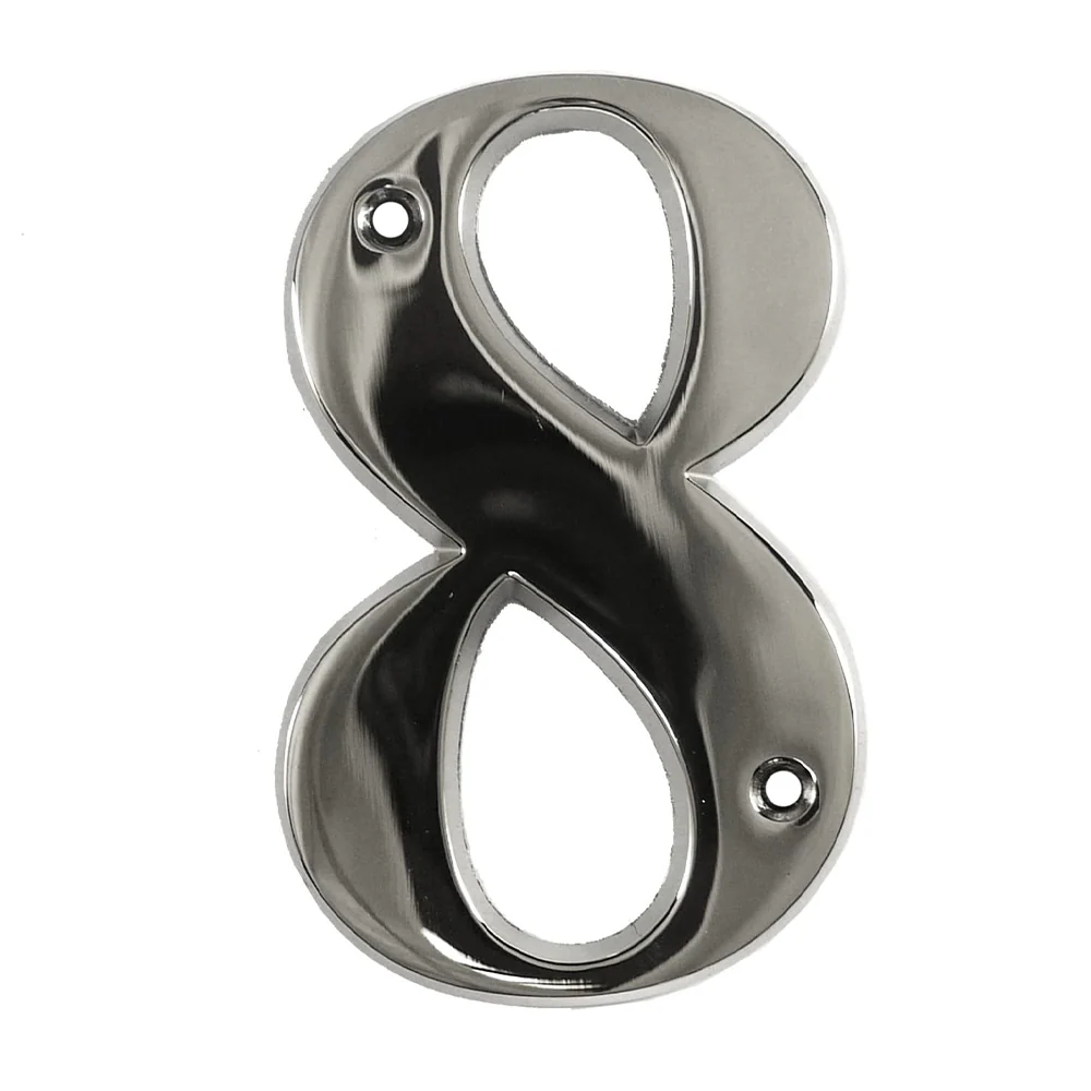 House Door Numerals Numbers - Chrome Number 8 – Self Adhesive
