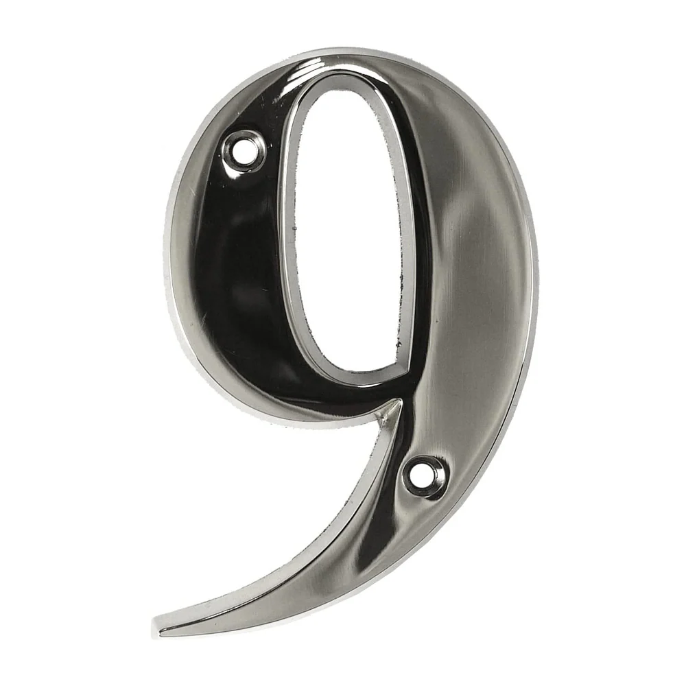 House Door Numerals Numbers - Chrome Number 9 – Self Adhesive