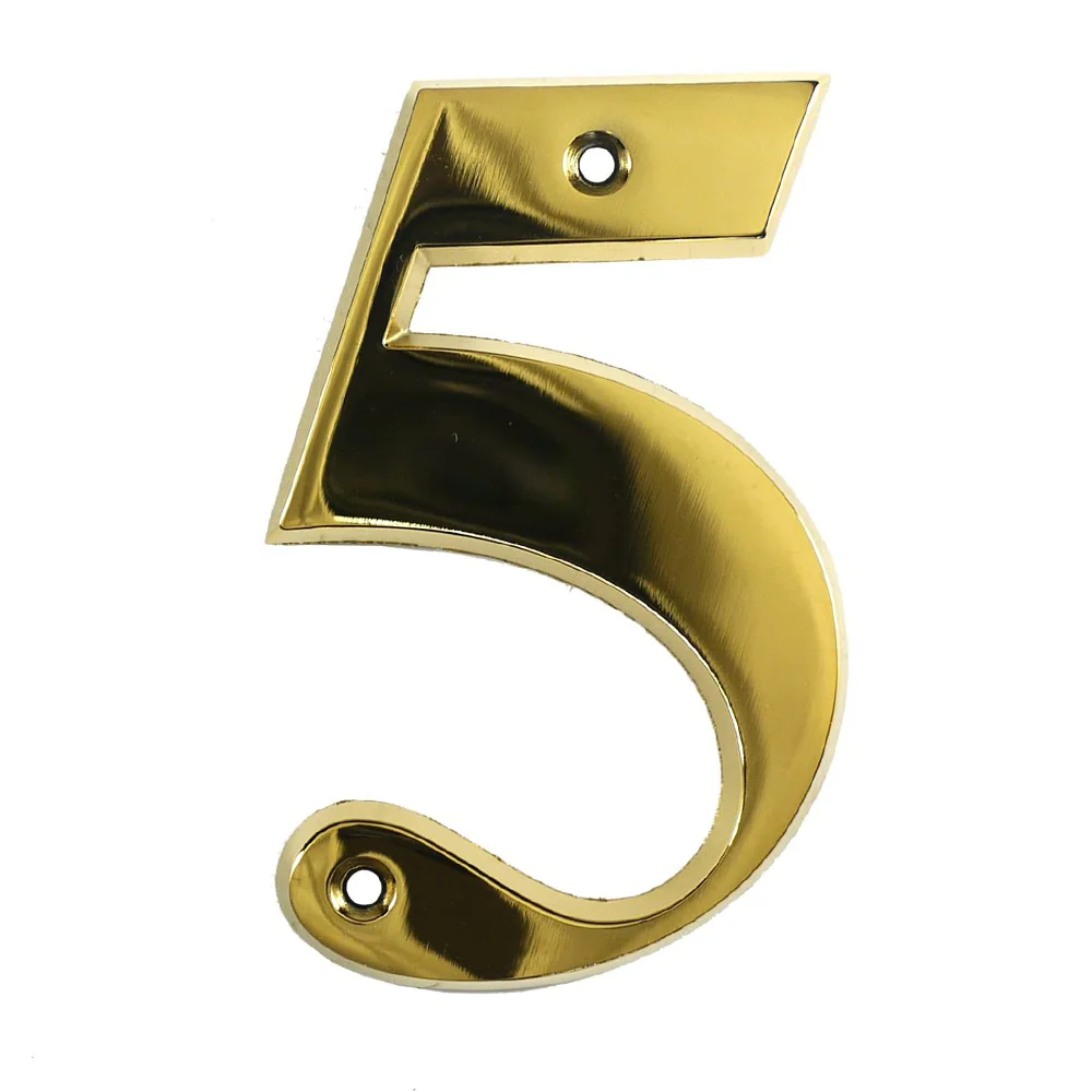 House Door Numerals Numbers - Gold Number 5 – Self Adhesive