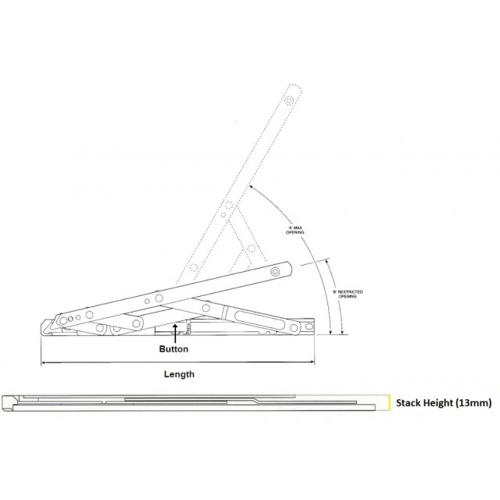 Security Restricted Window Hinges Friction Stay Side Hung 12 Inch – Replacement uPVC Window Hinge - Image 4