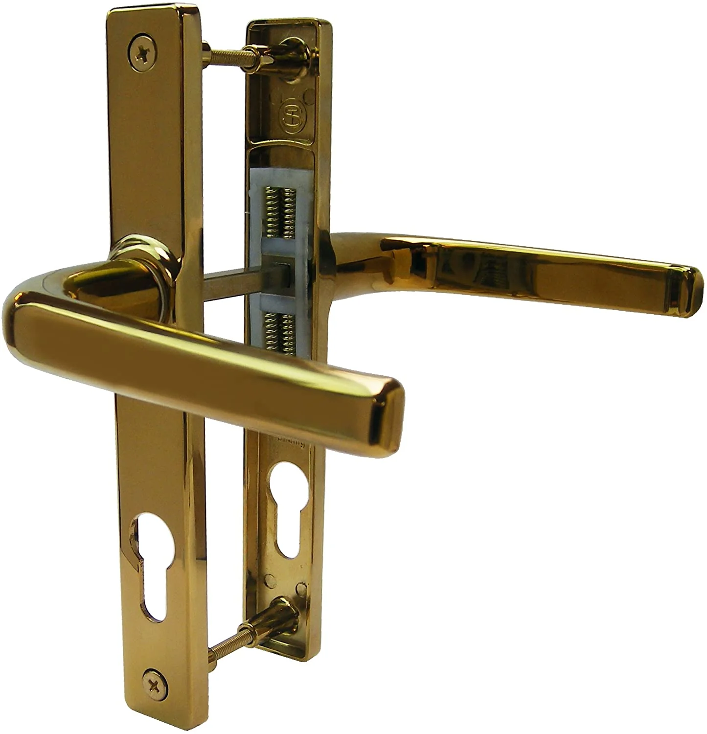 Kore uPVC Door Handle – Gold – 70mm PZ – 180mm Screws – Sprung