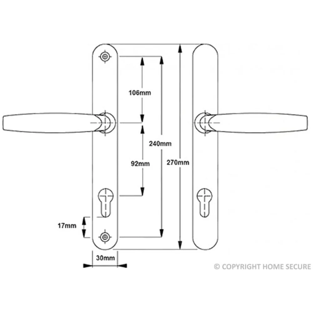 Hoppe D65 uPVC Door Handle – Lever Lever Silver – 92mm PZ - Image 2