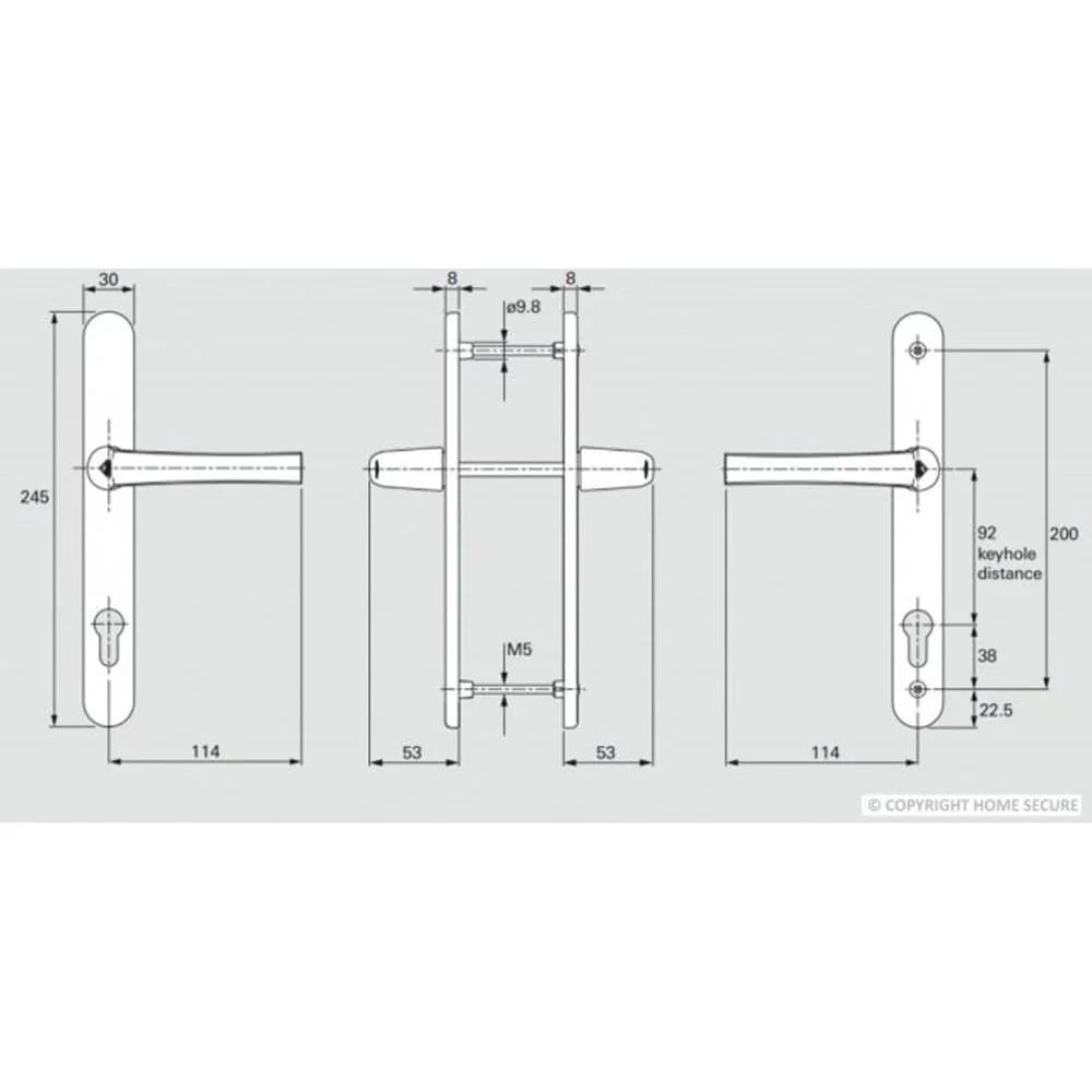 Hoppe D74 uPVC Door Handle – Lever Lever Gold – 92mm PZ - Image 2
