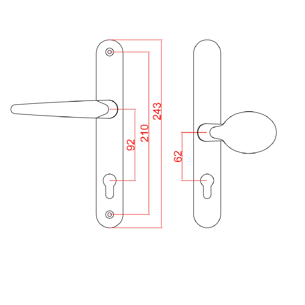 Trojan uPVC Door Handle – Lever Pad White – 92mm PZ – 210mm Screws - Image 2