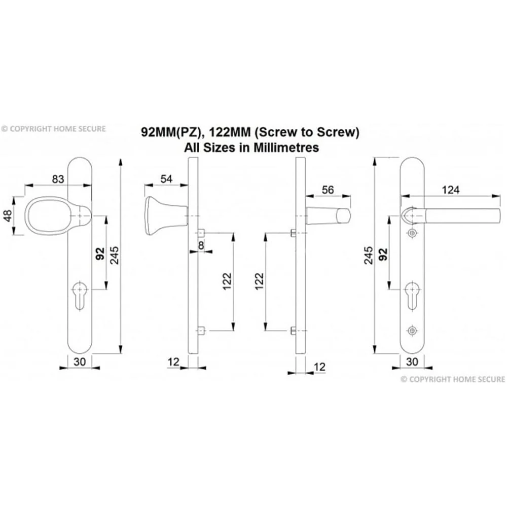 Hoppe D45 uPVC Door Handle – Lever Pad Silver – 92mm PZ - Image 2