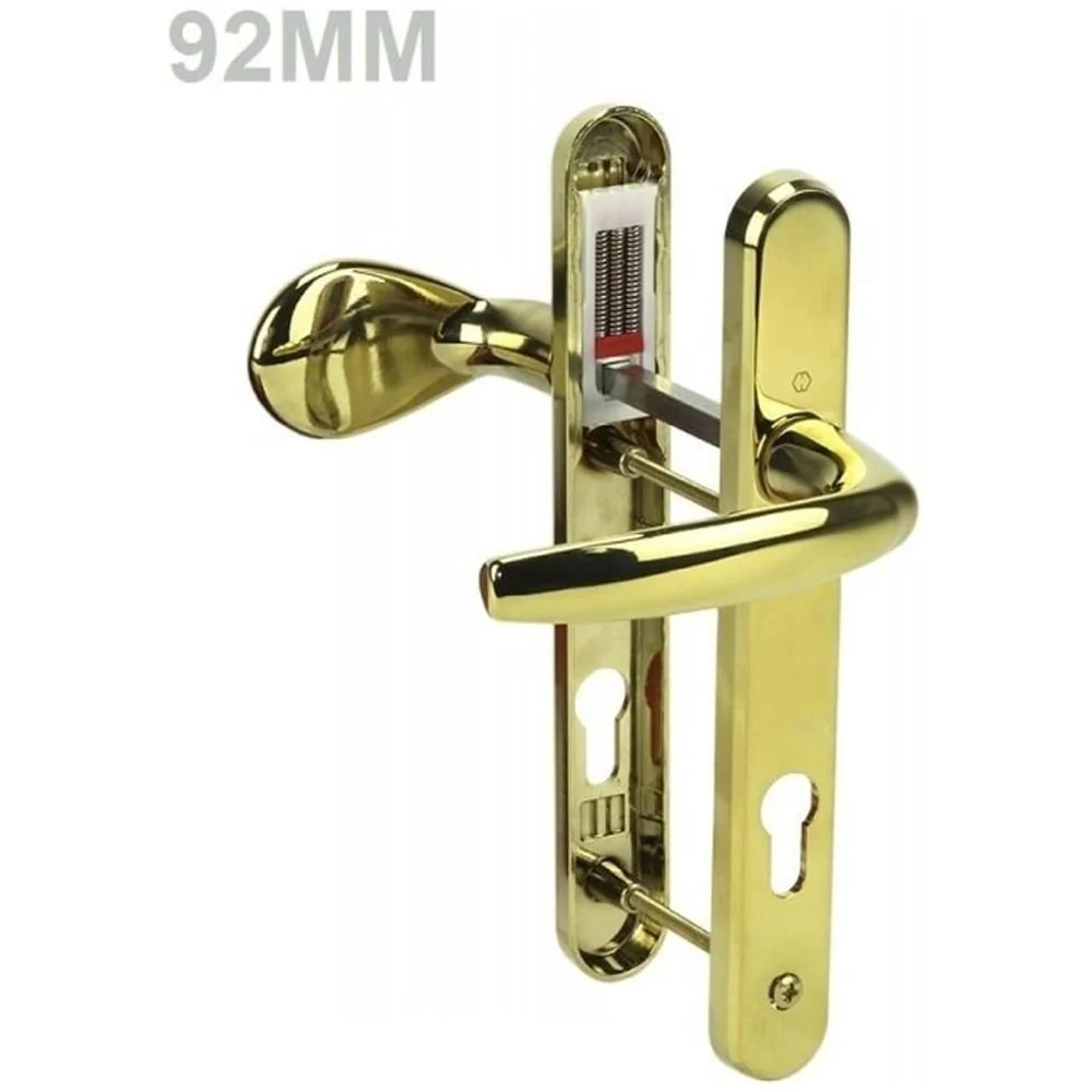 Hoppe D48 uPVC Door Handle – Lever Pad Brass – 92mm PZ