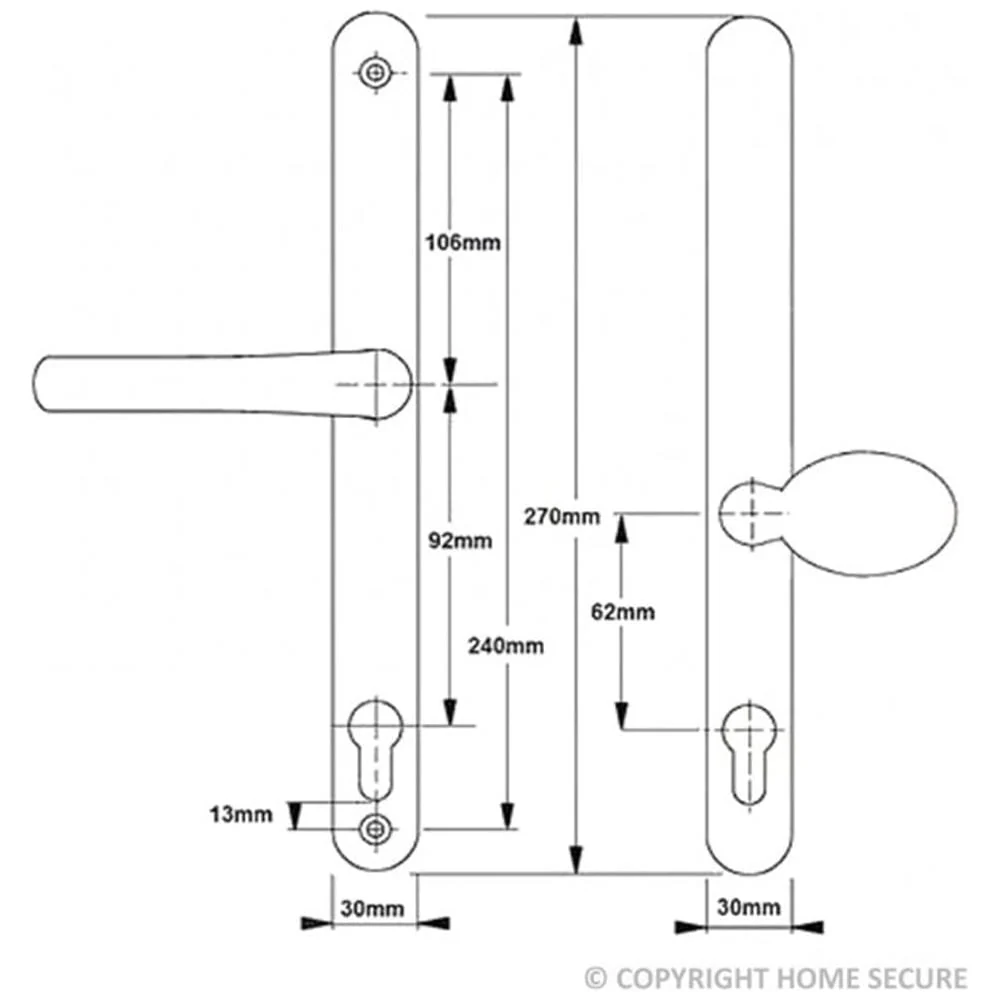Hoppe D69 uPVC Door Handle – Lever Pad Silver – 92mm PZ - Image 2