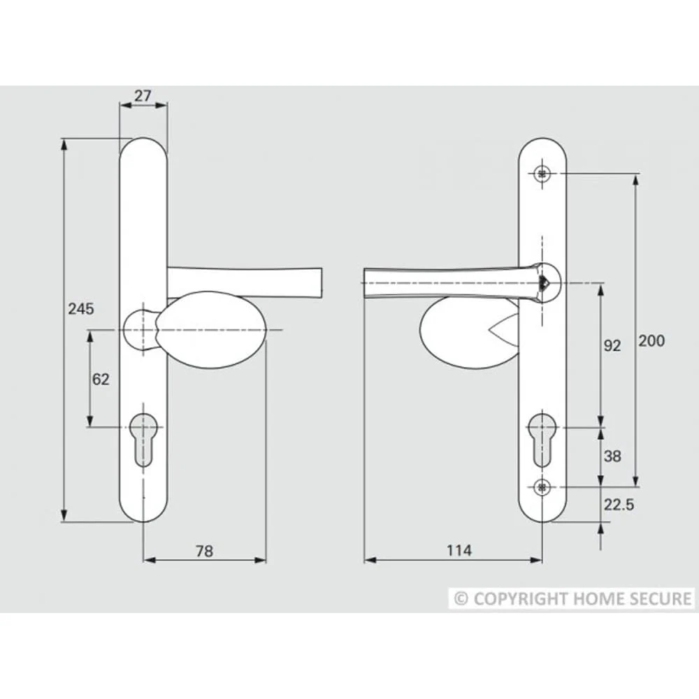 Hoppe D76 uPVC Door Handle – Lever Pad Gold – 92mm PZ - Image 2