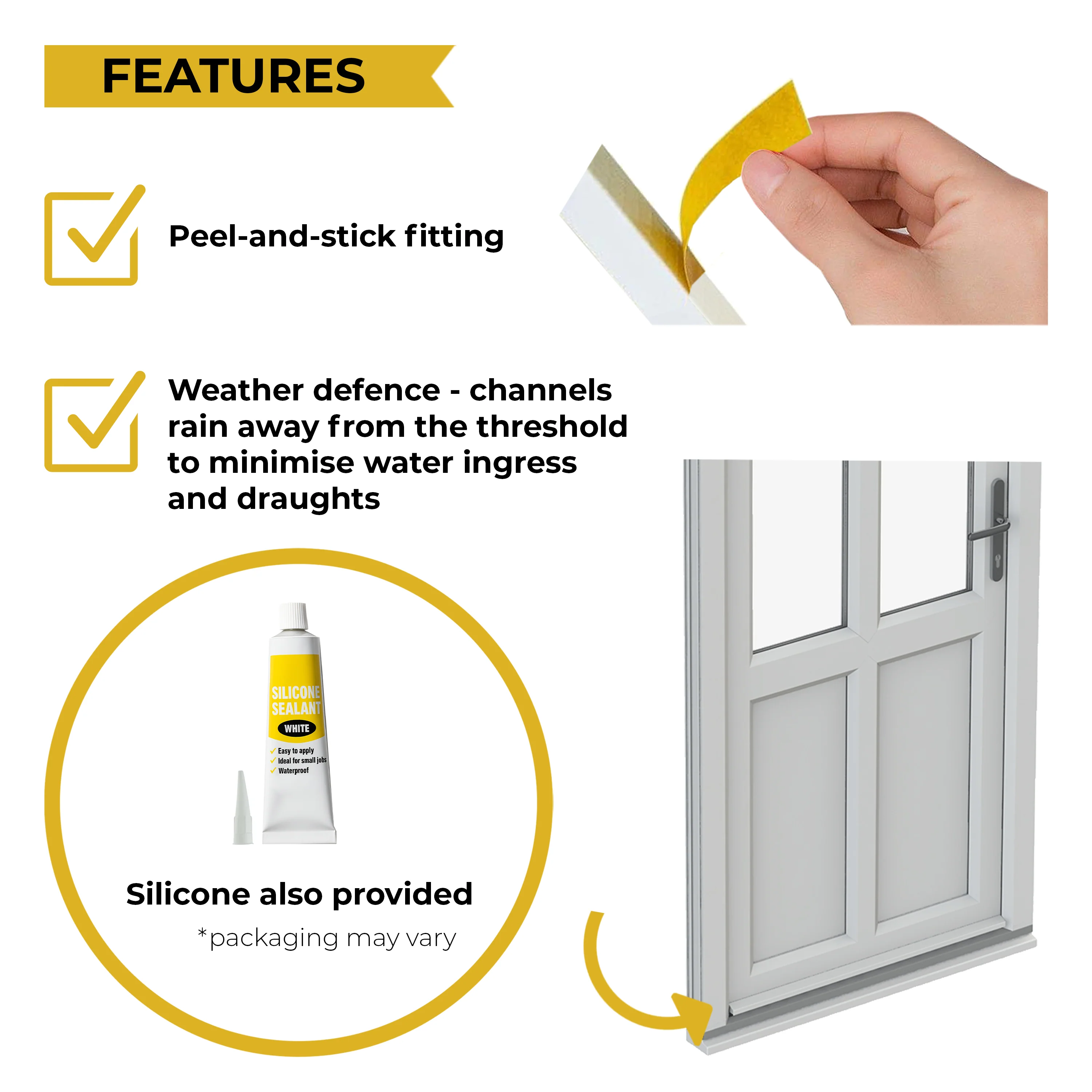 uPVC Door Weather Bar – Peel & Stick Rain Deflector - Image 4