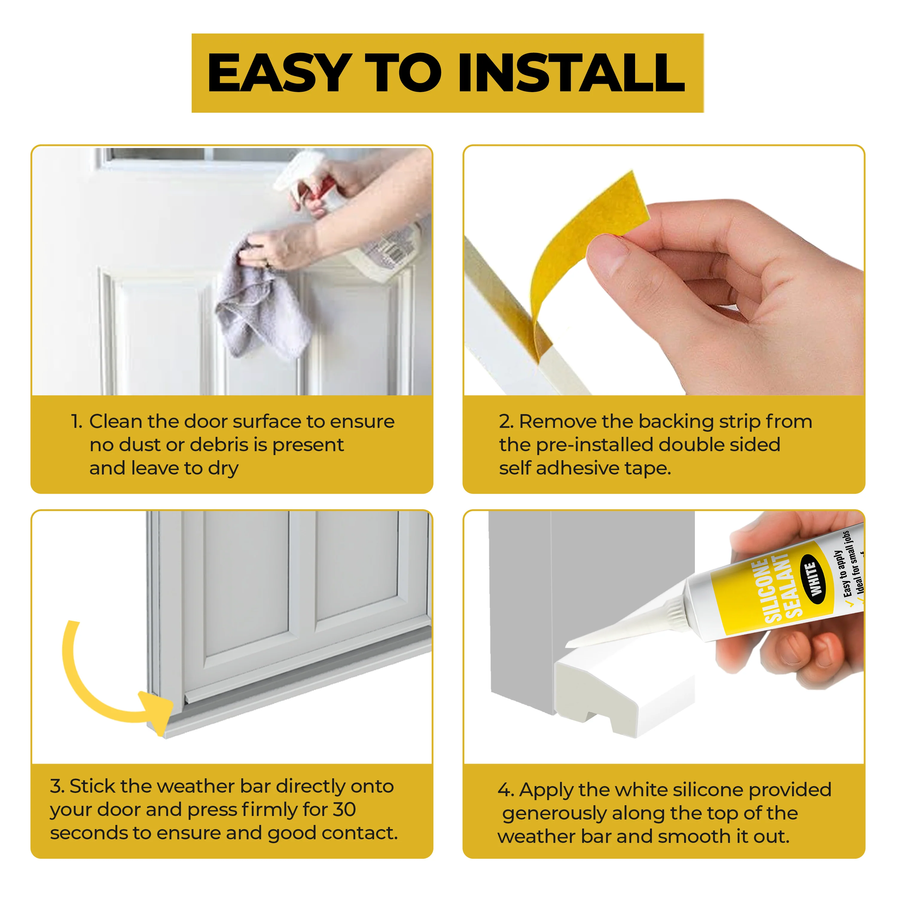 uPVC Door Weather Bar – Peel & Stick Rain Deflector - Image 5