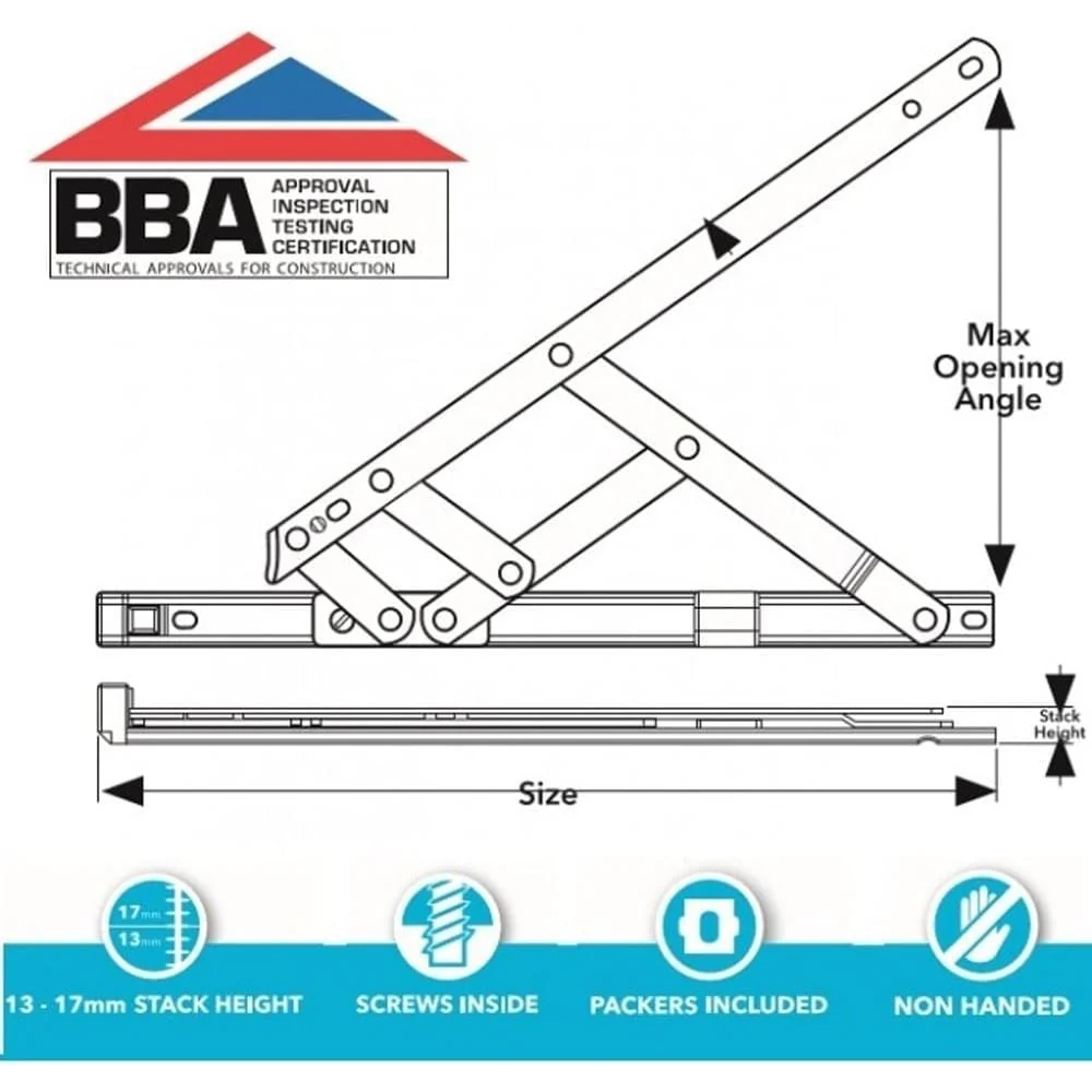 VERSA Retro-fit uPVC Window Hinge Friction Stays (One Pair) - 24" – Replacement uPVC Window Hinge - Image 2