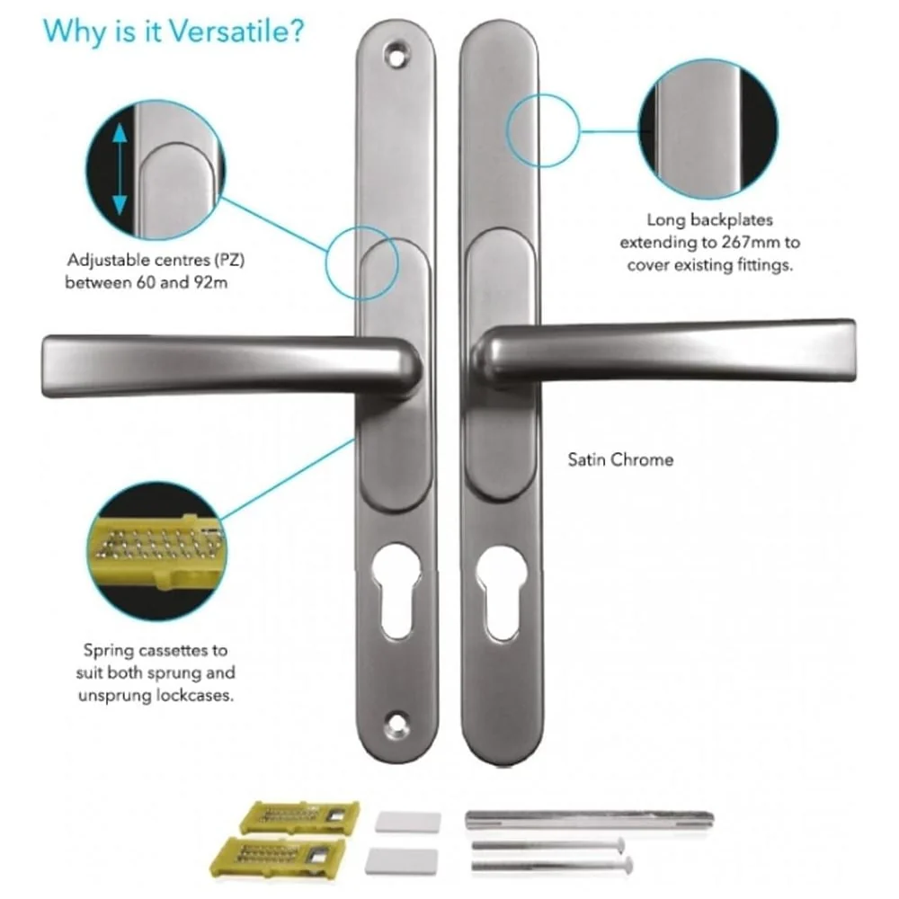VERSA Universal uPVC Door Handle – Adjustable PZ – PVD Gold – Fits Most uPVC Doors - Image 2