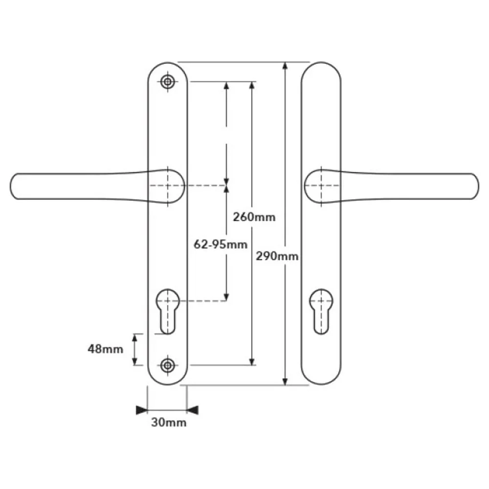 VERSA Universal uPVC Door Handle – Adjustable PZ – PVD Gold – Fits Most uPVC Doors - Image 4
