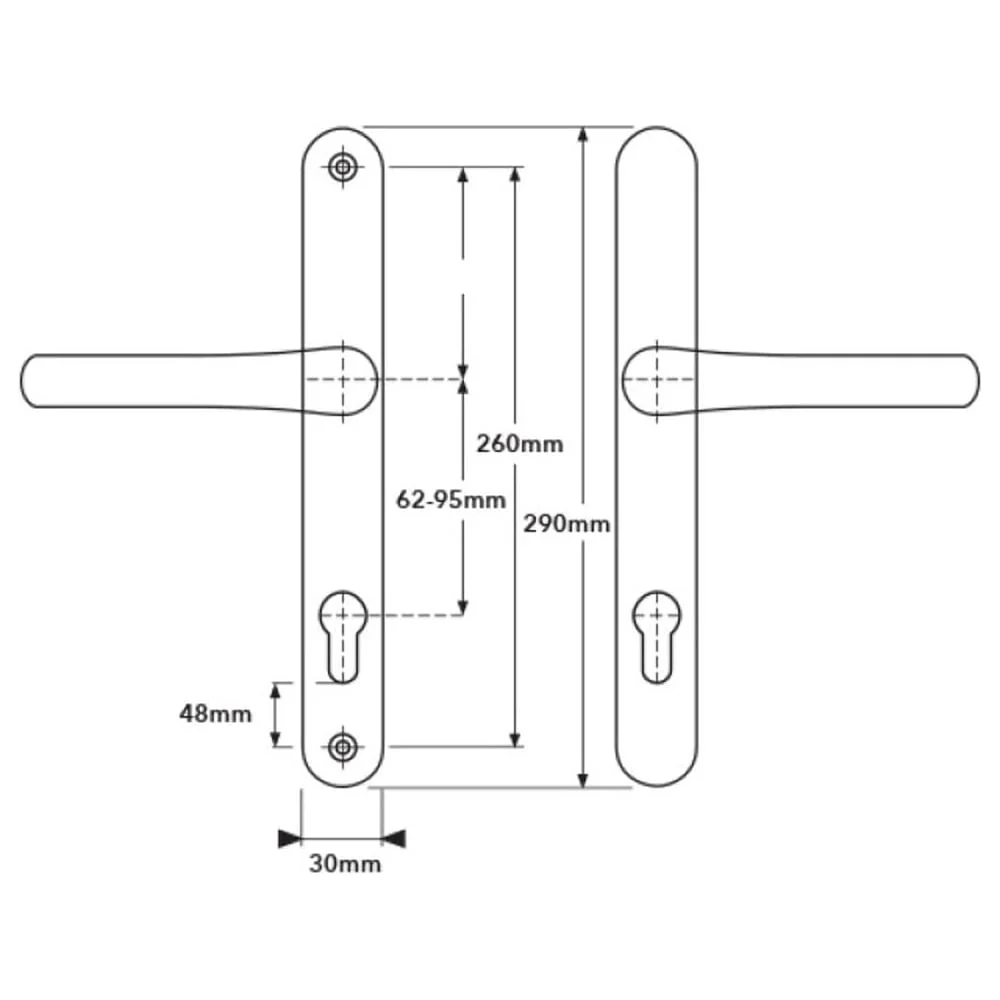 VERSA Universal uPVC Door Handle – Adjustable PZ – White – Fits Most uPVC Doors - Image 4