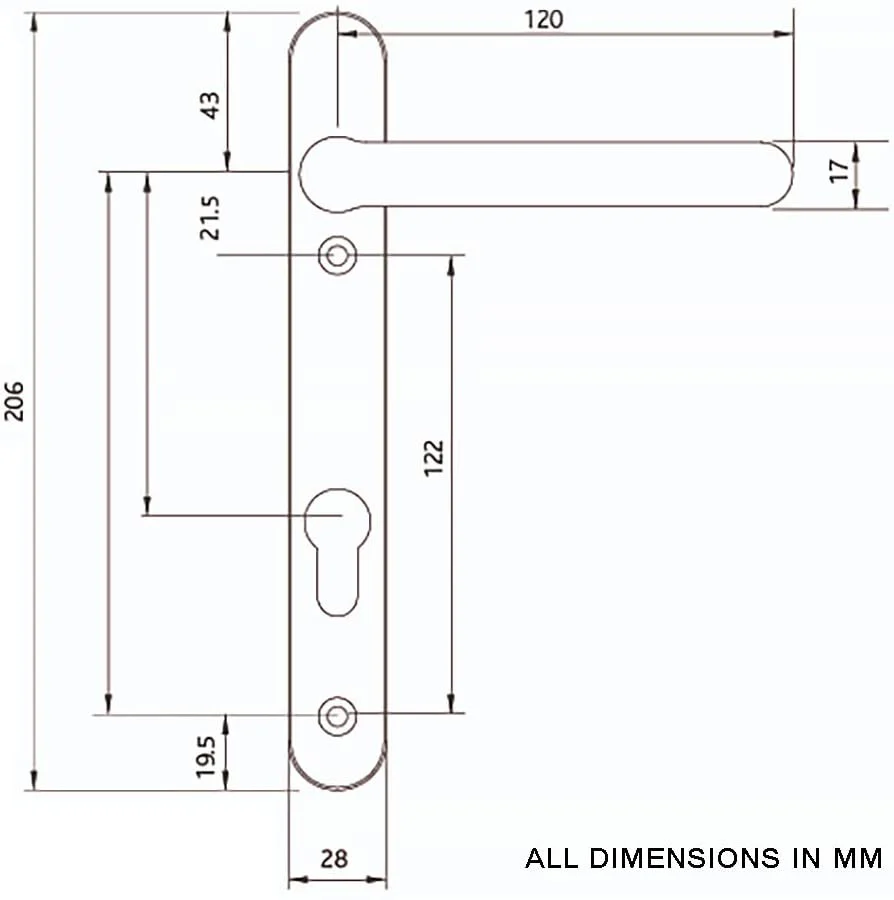 Fab & Fix Windsor uPVC Door Handle – White – 92mm PZ – 122mm Screws - Image 2